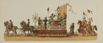 29145 Zevende blad van de maskerade van de studenten van de Utrechtse hogeschool op 25 juni 1867, voorstellende het ...